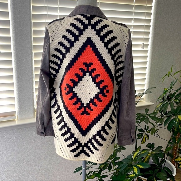 Stone Washed Contrast Aztec Shacket - Picture 2 of 7